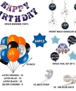 Space Theme Birthday Balloon Decoration DIY Kit (64Pcs)