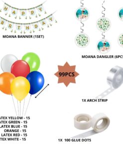 Party Decor Mall Moana Theme Decorations Combo Set 99Pcs for Girl Birthday Decorations Items Set