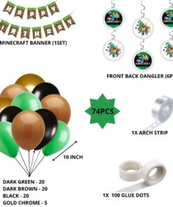 Minecraft Decoration Theme Birthday Kits- 74Pcs
