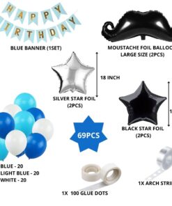 Moustache Theme Birthday Balloon Decoration DIY Kit (69Pcs)