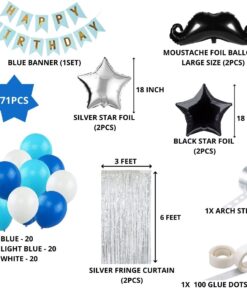 Moustache Theme Birthday Balloon Decoration DIY Kit (71Pcs)
