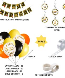 Construction Theme Birthday Balloon Decoration DIY Kit (74Pcs)