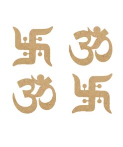 Wooden Om And Swastik - Set of 4