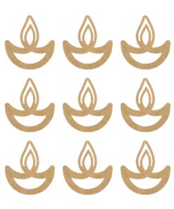 Wooden Diya Shape Diwali Decoration Bunting (9 Pcs)