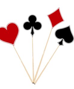 20 Pcs Red & Black Cardstock Cake & Cupcake Toppers for Card Party/Poker Party