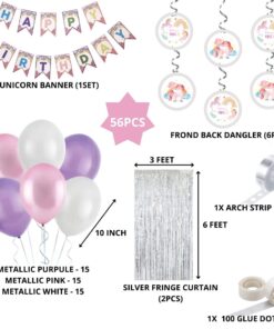 Unicorn Theme Decoration Birthday Kits- 56Pcs