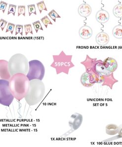 Unicorn Theme Decoration Birthday Kits- 59Pcs