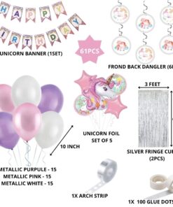 Unicorn Theme Decoration Birthday Kits- 61Pcs