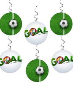 Football Theme Hanging Danglers - Set of 6, Double-Sided Prints, 6 Inches Each with Hanging Ribbon