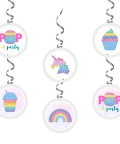 Pop It Dangler/Wall Hanging Birthday Decoration – (6 Pieces)