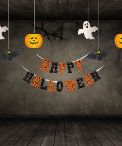 Halloween Banner and Dangler - (6 inches/250 GSM Cardstock/Orange, White, Black, Yellow, 20 Pieces)