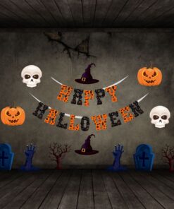 Halloween Banner and Cutout - ( 26 Pcs) Material-Cardstock (6 inches/250 GSM Cardstock/Orange, Black, White, Blue, Brown)