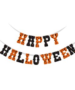 Happy Halloween Banner -  (14 Cards / Cardstock / 6 Inch / Black,Orange)