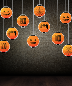 Halloween Lantern Cardstock Dangler (6 Inches/250 GSM Cardstock/Orange, Black/10 Pieces)