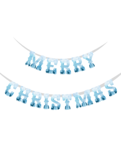 Merry Christmas Supershape Bunting/Dangler (6 Inches per card/250 GSM Cardstock/Snow White/14 Cards in a Banner)