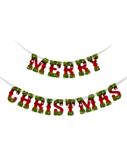 Merry Christmas Supershape Bunting/Dangler (6 Inches per card/250 GSM Cardstock/Red, Green/14 Cards in a Banner)
