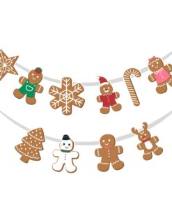 Gingerbread man Christmas Bunting(6 Inches per card / 250 GSM Card Stock / Multicolour / 10 Pieces)