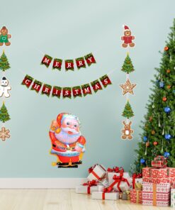 Merry Christmas Theme Decoration Kit (6 inches / 250 GSM Card Stock / Red, Green / 25 Pcs)