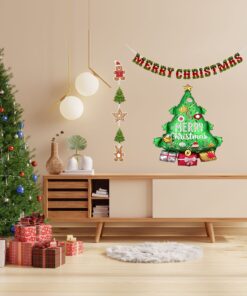 Merry Christmas Theme Decoration Kit- (6 inches/250 GSM Cardstock/Red, Green/25 Pcs)