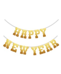 Happy New Year Baner- (6 Inches per card/250 GSM Cardstock/Gold/12)