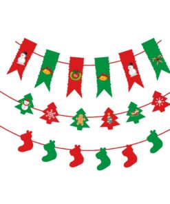 Merry Christmas Bunting Decor- (5 inches card/250 GSM Cardstock/Red, Green, White, Yellow/18 Pcs)