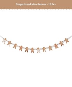Merry Christmas Gingerbread Man Banner. (6 Inches per card/250 GSM Cardstock/Brown, White/12)