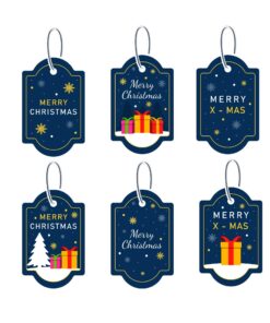 Merry Christmas Dangler/Bunting for showrooms/outlets (6 Inches per card/250 GSM Cardstock/Blue, White, Red, Pink, Yellow/12)