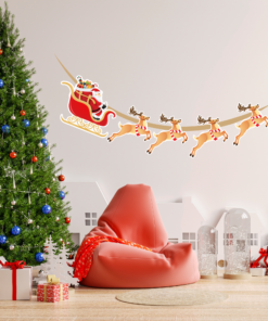 Santa Claus and Reindeer Bunting for Christmas (6 Inches/250 GSM Cardstock/Red, Brown/8 Pcs)