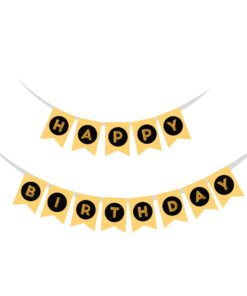 Bumble bee theme Happy Birthday Banner (6 inches/250 GSM Cardstock/Yellow, Black/13Pcs)