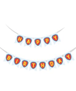 Paw Patrol theme Happy Birthday Banner (6 inches/250 GSM Cardstock/Red, Yellow, Blue, Light Blue, White/13Pcs)