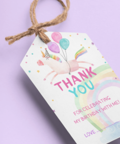 Unicorn Theme Birthday Favour Tags (2 x 3.5 inches/250 GSM Cardstock/Multicolour/30Pcs)