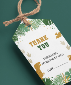 Dinosaur Theme Birthday Favour Tags (2 x 3.5 inches/250 GSM Cardstock/Multicolour/30Pcs)