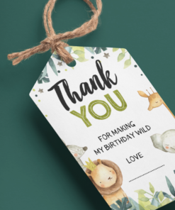 Jungle Theme Birthday Favour Tags - model 1 (2 x 3.5 inches/250 GSM Cardstock/Multicolour/30Pcs)
