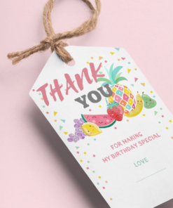 Fruits Theme Birthday Favour Tags (2 x 3.5 inches/250 GSM Cardstock/Multicolour/30Pcs)