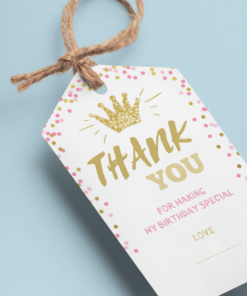 Crown Theme Birthday Favour Tags (2 x 3.5 inches/250 GSM Cardstock/Multicolour/30Pcs)