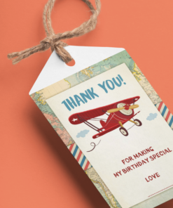 Aeroplane Theme Birthday Favour Tags (2 x 3.5 inches/250 GSM Cardstock/Multicolour/30Pcs)