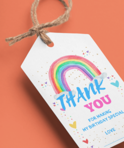 Rainbow Theme Birthday Favour Tags (2 x 3.5 inches/250 GSM Cardstock/Multicolour/30Pcs)