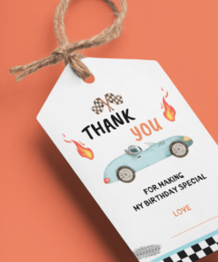 Car Theme Birthday Favour Tags (2 x 3.5 inches/250 GSM Cardstock/Multicolour/30Pcs)
