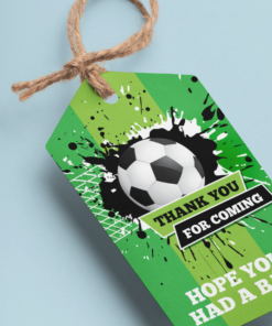 Football Theme Birthday Favour Tags (2 x 3.5 inches/250 GSM Cardstock/Black, White, Green, Dark Green/30Pcs)