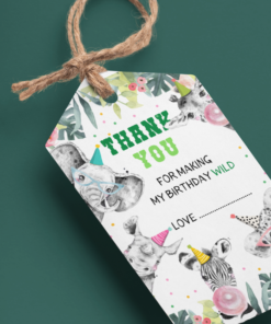 Jungle Theme Birthday Favour Tags (2 x 3.5 inches/250 GSM Cardstock/Multicolour/30Pcs)