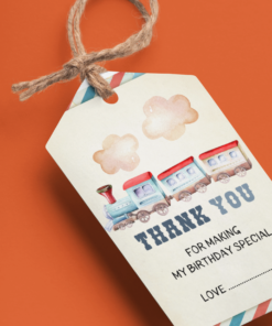 Train Theme Birthday Favour Tags (2 x 3.5 inches/250 GSM Cardstock/Multicolour/30Pcs)