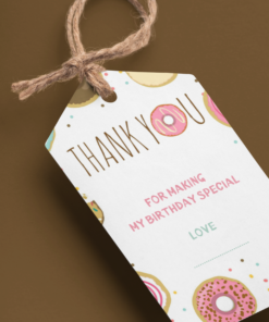 Doughnut Theme Birthday Favour Tags (2 x 3.5 inches/250 GSM Cardstock/Multicolour/30Pcs)