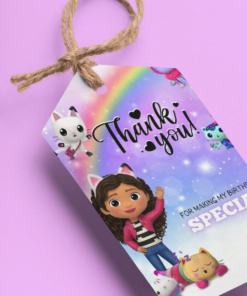 Gabbys Dollhouse Theme Birthday Favour Tags (2 x 3.5 inches/250 GSM Cardstock/Mixcolour/30Pcs)
