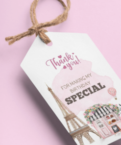 Paris Theme Birthday Favour Tags (2 x 3.5 inches/250 GSM Cardstock/Mixcolour/30Pcs)