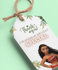 Moana Theme Birthday Favour Tags (2 x 3.5 inches/250 GSM Cardstock/Mixcolour/30Pcs)