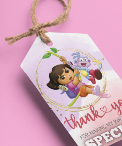 Dora Theme Birthday Favour Tags (2 x 3.5 inches/250 GSM Cardstock/Mixcolour/30Pcs)