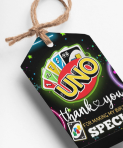 Uno Card Theme Birthday Favour Tags (2 x 3.5 inches/250 GSM Cardstock/Mixcolour/30Pcs)