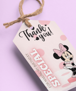 Minnie Theme Birthday Favour Tags (2 x 3.5 inches/250 GSM Cardstock/Mixcolour/30Pcs)