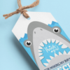 Shark Theme Birthday Favour Tags (2 x 3.5 inches/250 GSM Cardstock/Gray, White, Light Blue, Black/30Pcs)