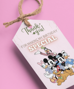 Mickey Club House Theme Birthday Favour Tags (2 x 3.5 inches/250 GSM Cardstock/Mixcolour/30Pcs)